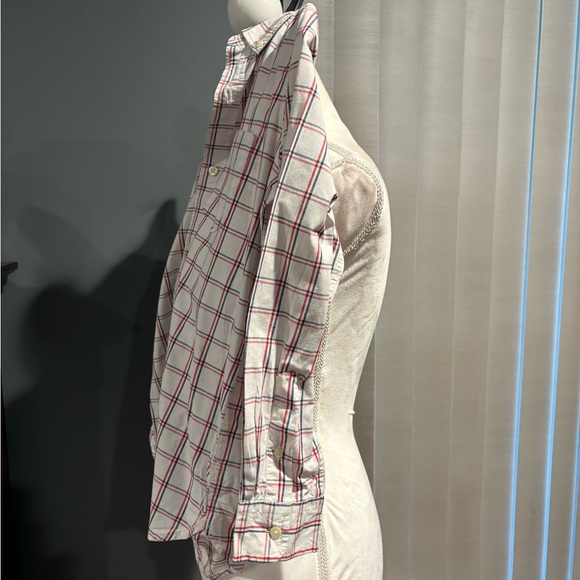 GAP Boys XXL Long Sleeve Red & White Plaid Button Up Lightweight Flannel Shirt - Picture 6 of 9